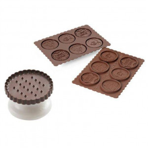 Biscuiti - Decupator Plastic si Forma Silicon Decor Ciocolata Craciun, 6 Cavitati 4.7 x 5.7 cm (CKC02) - Img 2