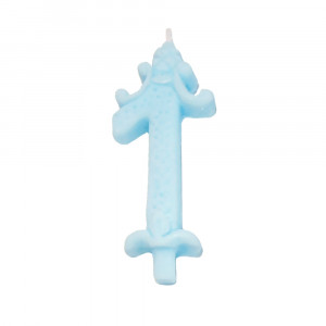 Cake Candle H 8.5 cm, Figure 1, Blue - Img 1
