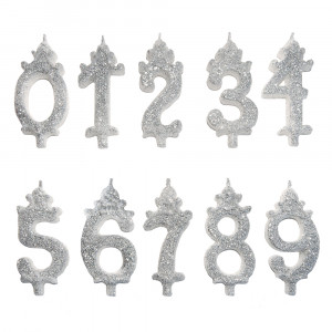 Cake Candle H 8.5 cm, Figure 2, Silver - Img 2