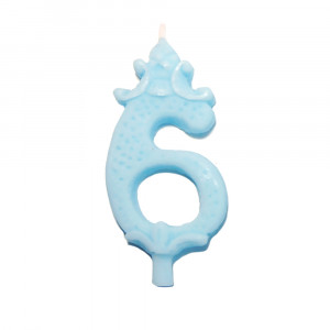 Cake Candle H 8.5 cm, Figure 6, Blue - Img 1