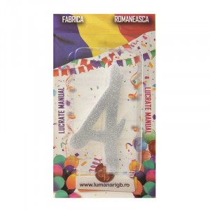 Cake Candle XL H 12 cm, Figure 4, Silver - Img 2