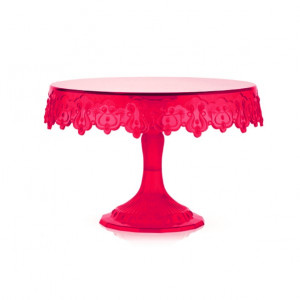 Cake Stand, Red Plastic, Ø 23 x H 15 cm