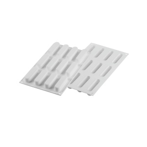 Caroline Silicone Éclair Mould, 8.3 x 2.3 x H 2.1 cm, 12 cavities + cutter + 12 trays, 30 ml - Img 3
