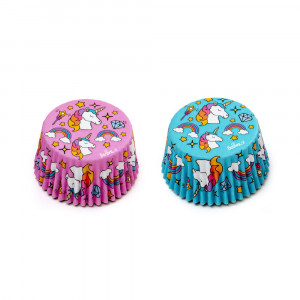 Chese L Egyszarvú mintás papír Egyszarvú kék és rózsaszín háttér, R 5 x H 3,2 cm, 36 db
