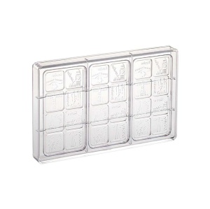 Chocolate bars 15 x 7.6 x H 0.7 cm - Polycarbonate mould City, 3 cavities - Img 2