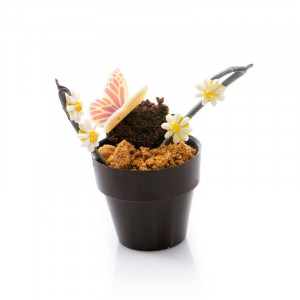 Dark Chocolate Baskets Large Pot Flower Pot Double Flowers, Ø 6.2 x H 5.5 cm, 840 gr, 28 pcs - Img 2