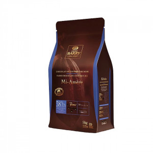Dark Chocolate Mi Amere Drops 58% Cacao Barry, 5 kg - Img 1