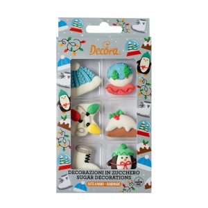 Decor Sugar - Коледни фигурки Ø 2,6 X H 4 cm, 6 модела, 6 бр.