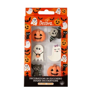 Decor Sugar - Halloween figurák Ø 2,6 - 3,8 cm, 5 féle kivitelben, 6 db