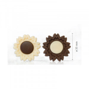 Decoratiuni de Ciocolata Alba, Neagra Floarea Soarelui Dobla, Ø 3.5 cm, 700 gr, 235 Buc - Img 2