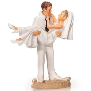 Figurina Tort Necomestibila, Mire si Mireasa Just Married H 13 cm