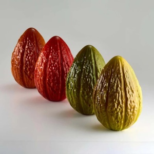 Fruct Cacao 3D Ø 14 x H 20.5 cm, Set Matrite Plastic 2 Subiecte Ciocolata - Img 2