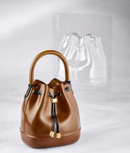 Geanta Dama Hobo 3D, 17 x 9 x H 15.8 cm, Set Matrite Plastic 2 Subiecte Ciocolata