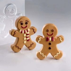 GingerMan 3D, 12.8 x 16 x H 4 cm, Set Matrite Plastic 2 Subiecte Ciocolata - Img 2