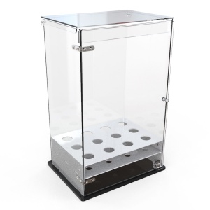 Ice Cream Cone Holder with 12 Holes Ø3.5 cm, Transparent Plexiglas and Black Base, 33 x 25 H 50 cm
