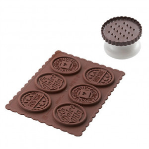 Keksz - kerek, fésűs kekszkivágó Ø5,7xH0,5cm, Dolce Vita szilikon forma, 6 kk. (CKC05)