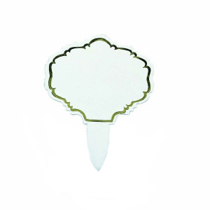 Labels Price Material Material Plastic White, Gold Outline, Ø 6 x H 8 cm, Set 25 pcs