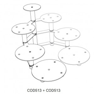 Modular Cake / Buffet Stand, 3 Plates, 67 x 37 x H 21 cm - Img 3
