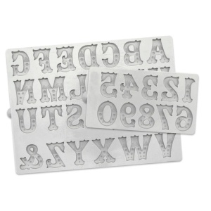 Mulaje Silicon Alfabet + Cifre Lemn Zebrat H 2.3 cm, Set 2 Buc - Img 3