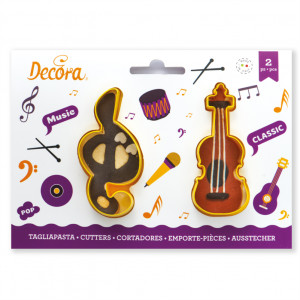 Music, Violin and G Key - Plastic Cutters Ø 9 x H 2.2 cm, Set 2 pieces - Img 2