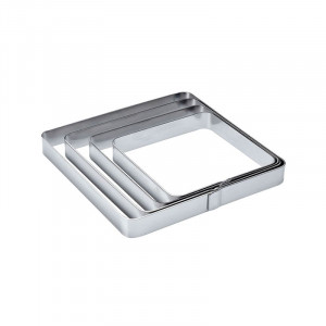 Négyzet alakú rozsdamentes acél keret lekerekített színekkel 14x14xH2cm