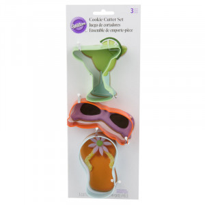 Nyári fémvágó, koktélüveg, strandpapucs és napszemüveg Ø 7-8 cm - Img 4