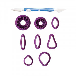 Őszi virágok készlet - 8 vágó, 1 cukormassza modellező eszköz, munkatechnikák - Img 2