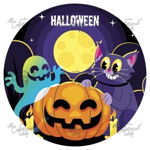 Pasta Zahar imprimata Halloween Model 12, Ø 20 cm - Cofetarul Istet