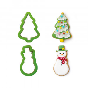 Plastic Christmas Cutters - Christmas tree and snowman, R 8 - 8.5 x H 2.2 cm, 2 pieces - Img 4