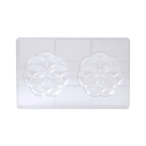 Polycarbonate Flower mould, 2 cavities, 10.9 x 10.7 x H 1.25 cm, 90 gr - Img 2