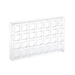 Polycarbonate mould 28 Praline Prisma Square, 2.5 x 2.5 x H 1.55 cm, 27.5x17.5 cm, 11 gr - Img 2