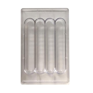 Polycarbonate mould 4 Bars Chocolate Curvy, 17.5 x 27.5 x H 2.65 cm, 150 gr - Img 2