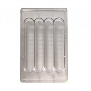 Polycarbonate mould 4 Round Chocolate Bars, 27.5x17.5 cm - Img 2