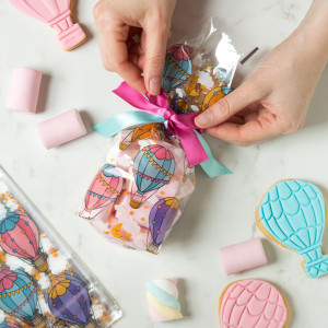 Pouches S, Cellophane with Hot Air Balloons Pattern, 12.5 x 24 cm, Set 20 pcs - Img 2