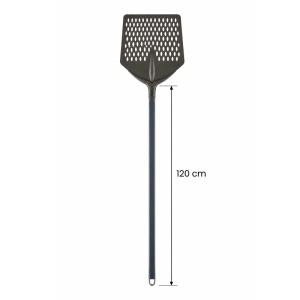 Professional Pizza Shovel Slate Square Perforated Square, Hard anodised aluminium, 36×36 cm, 120 cm handle