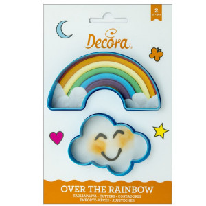 Rainbow and Cloud - Plastic Cutters R 11 and 7 x H 2.2 cm, Set 2 pcs - Img 1