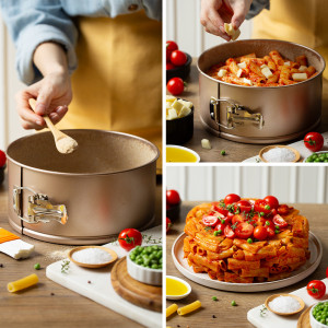 Round Round Tray with Straight Edges and Removable Base, Ø 21.5 x 10 cm, Non-stick Aluminium - Img 3