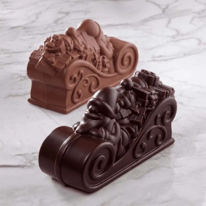 Sania lui Mos Craciun Wish 3D, 19 x 6 x H 9 cm, Set Matrite Plastic 2 Subiecte Ciocolata