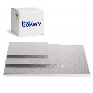 Set of 10 Rectangular Silver Rectangular Cake Plates, 30 x 20 x H 1.2 cm - Img 3