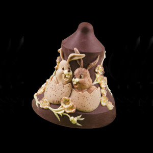 Silicon mould 3D Bell Bell Shape Decorated with Rabbits, Ø 14.5 x H 17 cm - Img 1