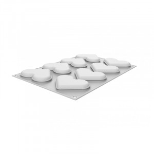 Silicon mould Heart Level 8 x 6.6 x H 1.2 cm, 8 cavities, 35 ml + cutter - Img 3