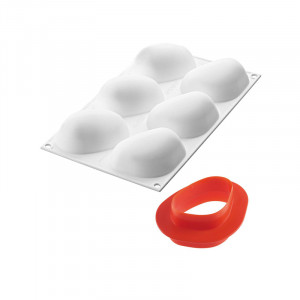 Silicon mould Zen100 Stones 8.7 x 6.3 x H 3.6 cm, 6 cavities + cutter, 100 ml - Img 2