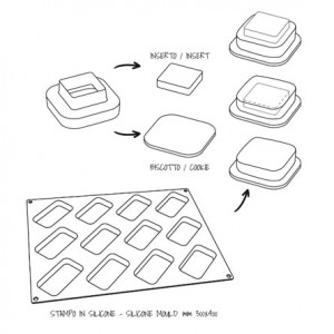 Silicone mould Gianluca Fusto, Rectangular Single Portion, 9.2 x 5 x h 1.5 cm, 67 ml, 12 cavities - Img 3