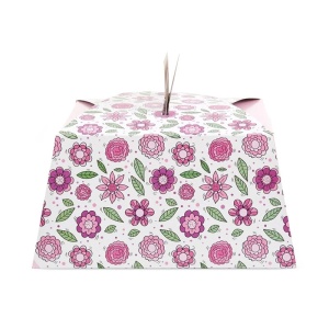Square Dessert / Cake Box, Cardboard Floral Design 27 x 27 x H 13.5 cm - Img 3