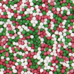 Sugar Pearls Colourmix - White, Green, Red Ø 1.5 mm, 100 gr - Img 2