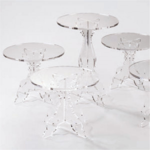 Suport Bufet Cristal Baroc, Plexiglas Transparent, Ø26xH35cm - Img 1