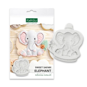 Szilikon forma Baby Jungle dzsungel dzsungel elefánt és kis virág, 2 db Ø 1.6 és 7 cm