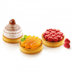 Tarte Set Ø 8 cm Paradis, 6 Microperforated Copper + Silicon Mould 6 cavities - Img 4