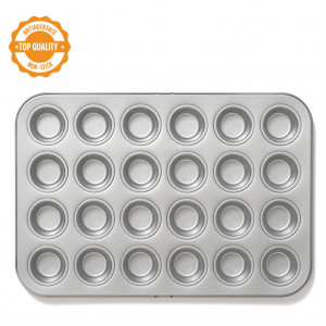 Tava Minimuffins - 24 Cavitati Baza Ø 3 x Top Ø 4.3 x H 3 cm, Metal Antiaderent