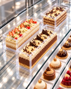 Transparent Dessert Box with Lid, 38.6 x 11.2 x H 7.2 cm, 2300 ml, Plexiglas - Img 2